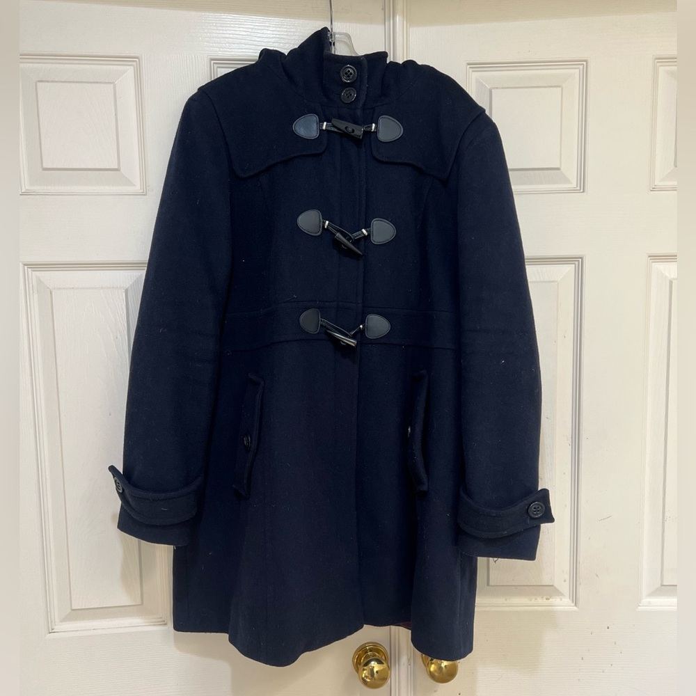 L Tommy Hilfiger Women's Walker XXL Navy Blue Hoodie Toggle Closure Jacket Coat